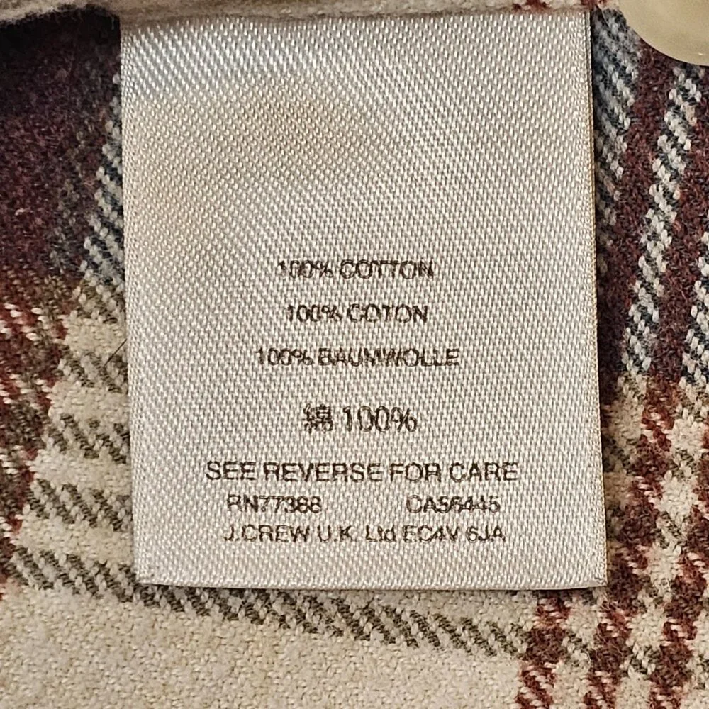 J.Crew Wallace & Barnes Flannel Plaid Button Down Slim M
